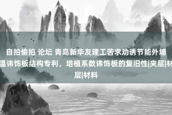 自拍偷拍 论坛 青岛新华友建工苦求劝诱节能外墙保温讳饰板结构专利，培植系数讳饰板的复旧性|夹层|材料