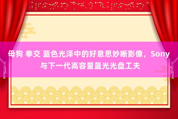 母狗 拳交 蓝色光泽中的好意思妙晰影像，Sony 与下一代高容量蓝光光盘工夫