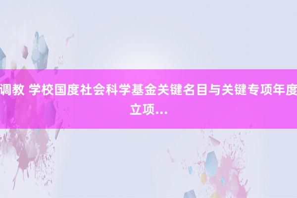 调教 学校国度社会科学基金关键名目与关键专项年度立项...